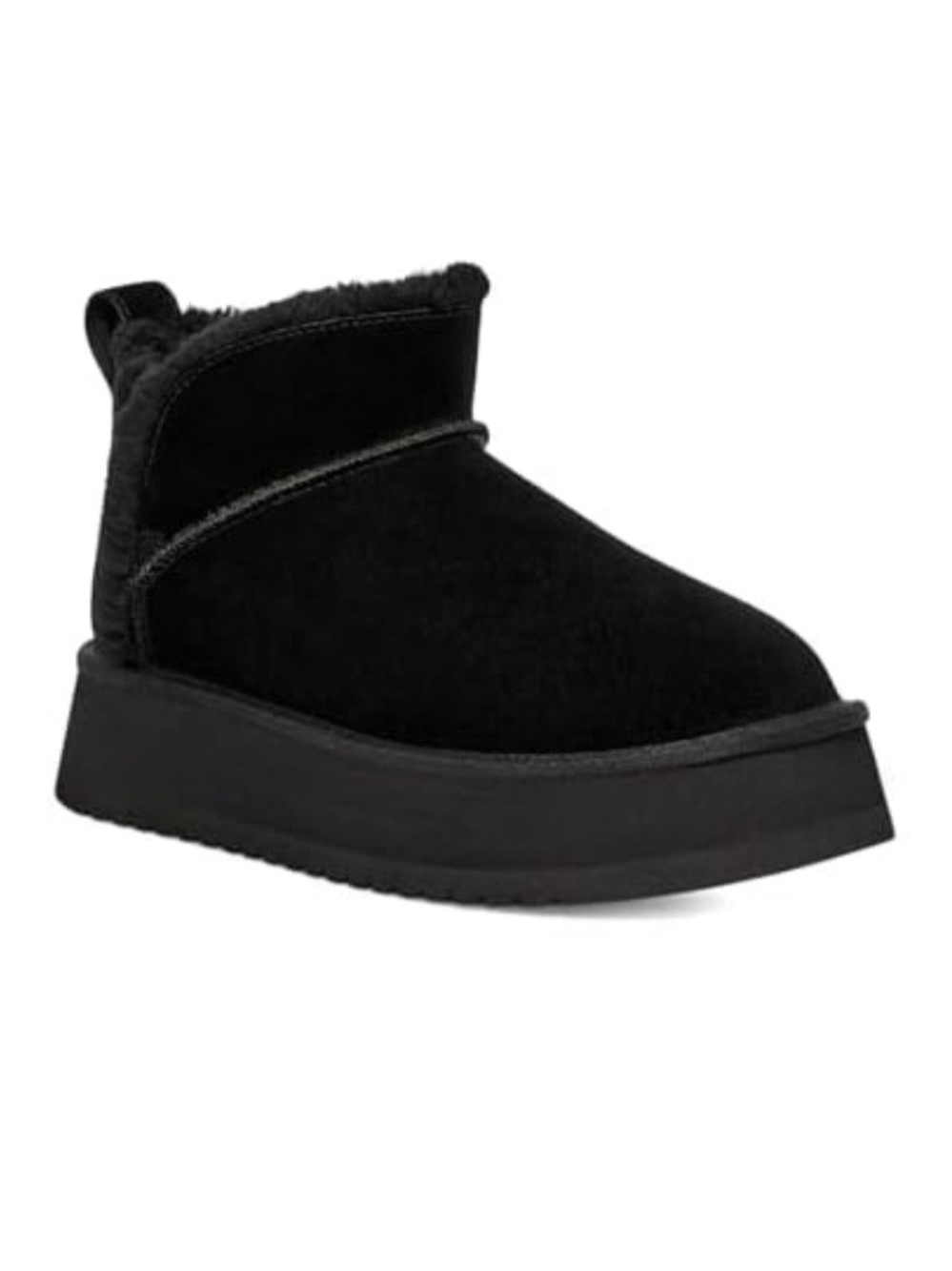 Koolaburra Black Faux-Suede Plush-Lined Ankle Booties